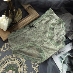 Women's underwear Women's ice silk full pure cotton antibacterial breathable low waist Japanese little girls lace summer ultra t