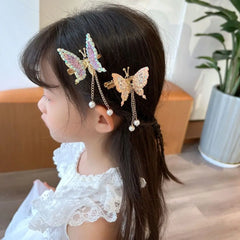 Haaraccessoires für Damen: Haarstyling mit Quaste und Schmetterlingsmotiv, glänzende Haarspangen, fliegende Haarspange