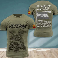 Summer New Men's T-shirt 3D Printed T-shirt Camouflage Army Spanish Flag O-neck Oversized Outdoor Casual Short Sleeved Top