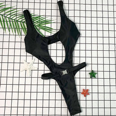 DEAT Fashion Women's New Hollow Out Lace Up One-piece Swimsuit High Elasticity Beach Vacation Style Bikini Female Trend 11A04793