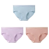 5pcs Women's underwear, solid color, all-cotton, comfortable summer, thin and breathable underpants, girls' shorts