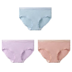 5pcs Women's underwear, solid color, all-cotton, comfortable summer, thin and breathable underpants, girls' shorts