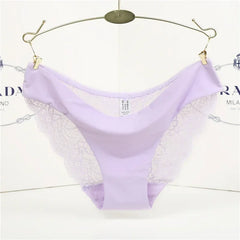 Women's Sexy Lace Panties Seamless Cotton Breathable Briefs Girls Transparent Underpants Plus Size Brand Underwear 1 Piece