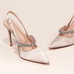 Velvet Suede Diamond High Heels Shoes For Women Brand Nude Pink Closed Pointed Toe Sandals Luxury High-end 7/9cm High Heel Shoes