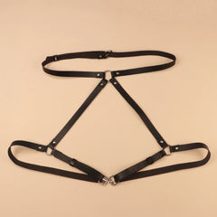 Exotisches SM-Bondage-Set: Oberschenkelfesseln aus Leder, Taillengürtel, Handschellen, Bettgurt, Rollenspielspielzeug für Paare