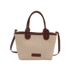 תיק כתף קש קלוע לנשים לחופשת קיץ וחוף הים, בעיצוב פשוט ליום-יום, תיק דלי קטן לנשים, מתאים לנסיעות, תיק קרוסבודי