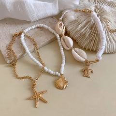 Bohemian Shell Bracelet for Women Men Gold Color Summer Beach Charm Bracelets Bangles Wristband Jewelry Accessories Couple Gifts