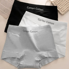 3Pcs Breathable Comfortable Simple Briefs Mid Waist Panties Seamless Underwear Cotton Crotch Underwear for Women Lady