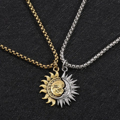 Asymmetrische Accessoires mit Sonne und Mond, Herren- und Damenhalsbänder aus Titanstahl, die zu jedem Stil und jeder Persönlichkeit passen.