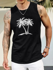 Summer Men's Simple American Flag Printed Sleeveless Round Neck Vest Daily Sports Fitness Fashion Sleeveless Clothing S-5XL