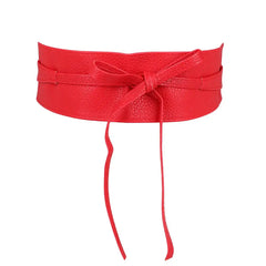 Dress Accessories for Female Soft Leather Dress Belt Elegant Bow Belt Ladies Girls Belt Wide Self Tie Wrap Around Waist Band