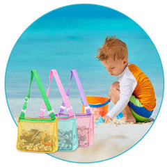 Strandspielzeug-Netzbeutel, Aufbewahrungsbeutel für Kinder mit Muscheln, Strandspielzeug-Muschelbeutel, Netzbeutel für Pools, Sandspielzeug, Schwimmzubehör für Jungen und Mädchen
