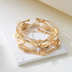 קיץ בוהמי כוכב ים צדף קונכייה צמידי לנשים גברים אופנה צבעוני חרוזים צמיד חוף תכשיטי חג מסיבת אביזרים