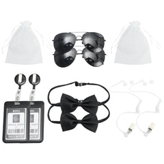 Agenten-Accessoires-Set: Krawatte, Ohrstöpsel, Arbeitsbrille, Hut, Geheimdienst-Kostüm für Teenager und Erwachsene, Cosplay, Spiele, Partys