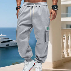 Men's Plush Thick Heavyweight American Workwear Sweatpants with Multiple Pockets Outdoor Jogging Pants Loose Casual Sports Pants