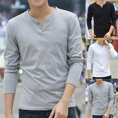 חולצת טי לגברים נהדרת, חולצת בסיס דקה וקז'ואלית, חולצת טי עם שרוולים ארוכים, גזרה סתיו, ללבישה יומיומית