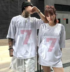 חולצות טי עם שרוולים קצרים ופסים אופנתיים לגברים ונשים, בסגנון ספורטיבי גדול במיוחד, לשני המינים, S-5XL, חולצות כדורסל