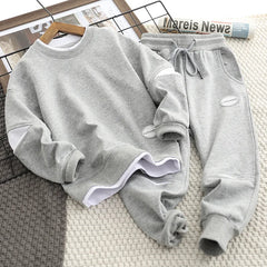 Boys Suit Sweatshirts +Pants Cotton 2Pcs/Sets 2022 Solid Spring Autumn Sports Sets Teenagers Tracksuit Children Clothing