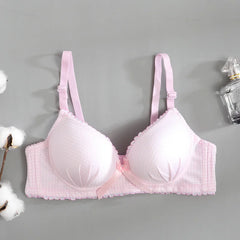 Japanese Underwear Female Small Breasts Gathered Thin Section Underwear Comfortable Breathable Girls Plaid Bra