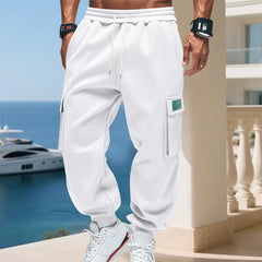 Men's Plush Thick Heavyweight American Workwear Sweatpants with Multiple Pockets Outdoor Jogging Pants Loose Casual Sports Pants