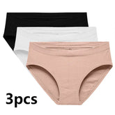 3pcs Women Seamless and Comfortable Large Size Mid Waist Triangle Underwear Made of Pure Cotton Lifting Breathable and Buttocks