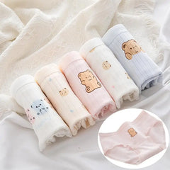 5Pcs/Set Cotton Underwear For Women Female Panties Cute Love Girl's Briefs Mid Waist Seamless Breathable Underpants Lingerie