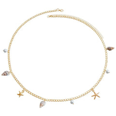 Fashion Bohemian Waist Chain Sea Star Starfish Shell Pendant Shell Waist Link Beach Bikini Alloy Jewelry Accessories for Women