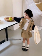 Children Clothing Set Girls Korean Style 2024 New Fashionable Spring and Autumn Suits Girls Baby Coat Short Skirt Two Piece Set