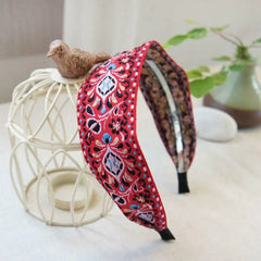 Breiter Turban für Damen, Haaraccessoires, Kopfbedeckungen, bestickte Haarreifen, Haarbänder, Stirnbänder, Kopftücher