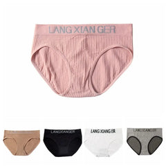 5Pcs Comfortable Letter Simple Panties Mid Waist Underpants Seamless Underwear Briefs Cotton Crotch Underwear for Women Lady