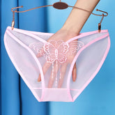 תחתוני נשים תחרה רקמת פרפר תחתוני רשת שקופים תחתונים נוחים לנשימה זיעה תחתוני גזרה נמוכה