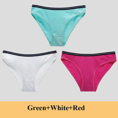 תחתוני נשים תחתוני כותנה מותן נמוכים מוצקים חמודים קשת רכים לנשימה 3 יח'\חבילה