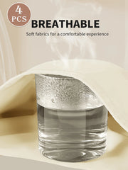 4 pairs of high-waisted women's underwear - Abdominal compression breathable mesh underwear, elegant solid color underwear