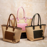 Beach Vacation Women's Tote Bag 2025 New Summer PP Grass Weaving Splicing Design Large Capacity Handbag