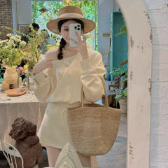 Women Beach Vintage Handmade Woven Shoulder Bag Raffia Rattan Shopping Bags Bohemian Ladies Summer Travel Vacation Casual Totes