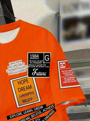 Men'S Fashion Crew Neck T-Shirt,100% Polyester Short Sleeve,Summer All Over Print Tee,Regular Fit,Slight Stretch,Knit Fabric,