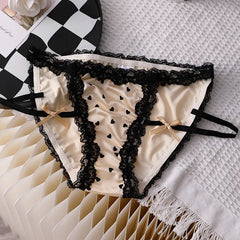 Sexy Thin Underwear Women's Panties Lace Briefs Hollow Ice Silk Underwear for Women Soft Comfortable Mid Waist Breathable