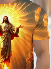 Men'S Religious Pattern Print T-Shirts,Short-Sleeve Round Neck T-Shirts,Men'S Summer Outdoor Clothing.