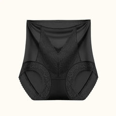 Damen-Slips mit hohem Bund aus Eisseidenspitze, sexy, atmungsaktiv, luxuriöse, nahtlose Satin-Unterwäsche, Po-bedeckend, Damen-Dessous