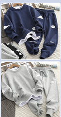 Boys Suit Sweatshirts +Pants Cotton 2Pcs/Sets 2022 Solid Spring Autumn Sports Sets Teenagers Tracksuit Children Clothing