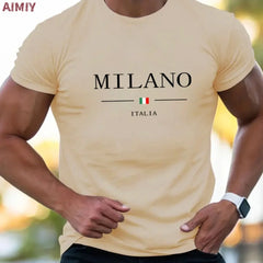 Man T Shirt Casual Oversized Sports Loose Plus Milano Print Clothing Comfortable Shopping Round Neck Short Sleeved T-Shirt Top