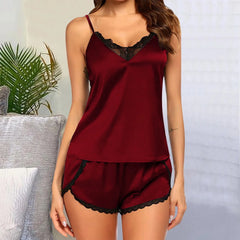 Sexy Lingerie For Women Lace V-neck Solid Color Shorts Set Sleepwear Lingerie Babydoll Pajamas Sets Underwear Nightwear