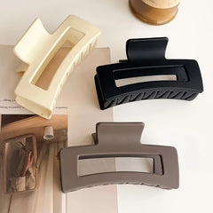 סט 4 יחידות לנשים, טופר שיער, סגנון פשוט, צבע אחיד, קליפסים גדולים לשיער, קליפסים מרובעים, מלבניים, אביזרי שיער אופנתיים