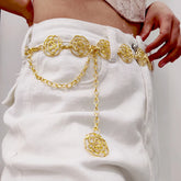 Women's Flower Accessories Skirt Suit Decoration Belt Waist Chain Metal Belts for Women Cowgirl Western Adjustable Concho Belt