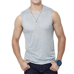 Herren-Tanktops aus Eisseide-Mesh, schnelltrocknend, atmungsaktiv, ärmellos, ideal für Bodybuilding, kühlendes Sommer-Tanktop, Muskelshirt