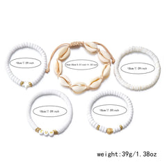 קיץ בוהמי כוכב ים צדף קונכייה צמידי לנשים גברים אופנה צבעוני חרוזים צמיד חוף תכשיטי חג מסיבת אביזרים