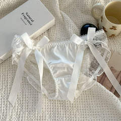 Sexy Damen-Spitzenhöschen, Unterwäsche aus Satin-Mesh, tief sitzende, hohle Slips, Tanga