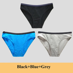 תחתוני נשים תחתוני כותנה מותן נמוכים מוצקים חמודים קשת רכים לנשימה 3 יח'\חבילה