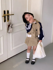 Children Clothing Set Girls Korean Style 2024 New Fashionable Spring and Autumn Suits Girls Baby Coat Short Skirt Two Piece Set