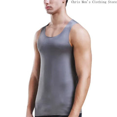 Sport- und Fitnessweste für Herren, schnelltrocknend, Business-Casual, nahtlos, atmungsaktiv, figurbetont, elastisch, ärmellos, aus Eisseide